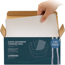 Lunderg Super Absorbent Commode Pads - Medical Grade Value Pack 100 Coun... - £33.48 GBP