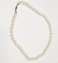 Single Strand Faux Pearl Necklace Knotted 18&quot; Princess Off White - £19.79 GBP