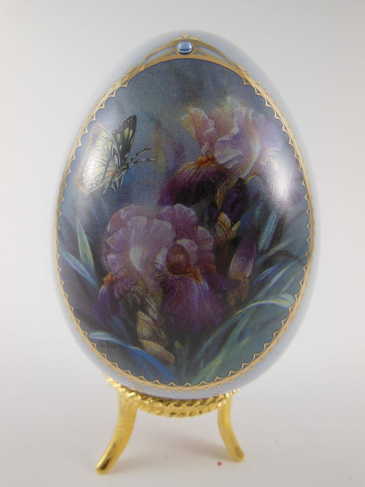 Lena Liu Butterfly Garden Porcelain Egg Collection Iris and Malachite Danbury Mi - $24.74