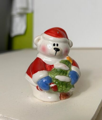 Primary image for Vintage Ceramic Holiday Figurine Decor Christmas Teddy Bear