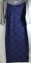 LuLaRoe Julia Dress Blue w Pink Geometric with Grey Raglan Sleeve Size X... - £25.48 GBP