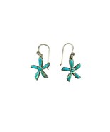 Vintage Sterling Mexico Drop Earrings - Starfish Flower - Silver Turquoi... - £34.92 GBP