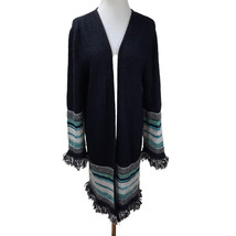 Vintage MISSONI Fringe Trim Long Wool Mohair Sweater Coat IT46 Sz M - L Cardigan - £187.51 GBP