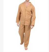 Mens Beige Button-Up Pajama Set - Tall - £23.59 GBP