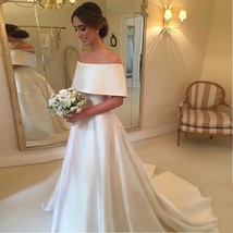 Vintage Satin A-line Wedding Dress - £176.92 GBP