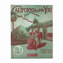 Vintage 1914 California And You Sheet Music Edgar Leslie Harry Puck Large Format - £10.98 GBP
