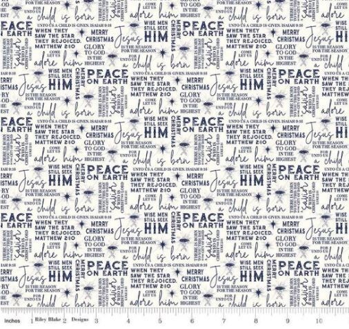 Cotton Adore Him Christmas Text Words Phrases Cloud Fabric Print by Yard... - $13.95