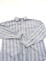 EUC LEVIS Silver Label Big E Medium Blue Striped Button Front Shirt Long... - £8.62 GBP