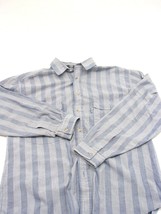 EUC LEVIS Silver Label Big E Medium Blue Striped Button Front Shirt Long Sleeve  - £8.69 GBP