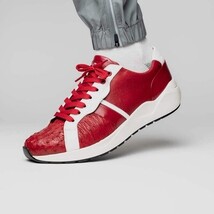 Lyon II Genuine Ostrich and Calfskin Fashion Sneaker Red / White image 7