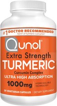 Qunol Turmeric Curcumin Capsules, 1000mg Extra Strength Supplement, Patented Hyd - £19.86 GBP