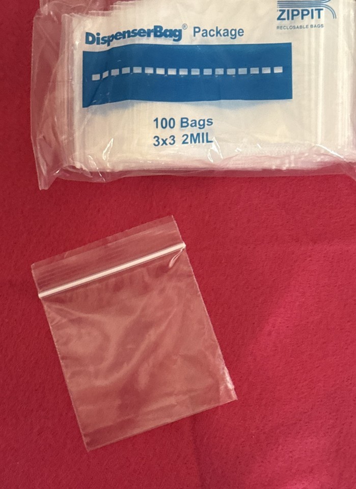 100 Clear Zip Seal Ploy Bags Jewelry Etc. Reclosable Baggies 3x3 ~2mil - $1.93