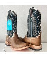 Lane Rodeo Houston Mens Cowboy Boots Brown Navy  Square Toe 12.5" Size 12.5 - $292.05