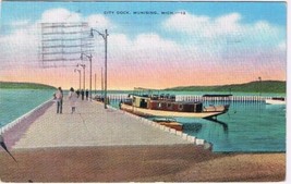 Michigan Postcard Munising City Dock Grand Island 1941 - £2.33 GBP
