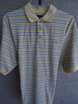 NEW  PARADISE BLUE XL COTTON BLEND PIQUE KNIT POLO/GOLF SHIRT YELLOW STR... - £13.47 GBP