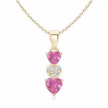 ANGARA Natural 0.82Ct Pink Sapphire and Diamond Triple Heart Pendant in 14K Gold - $980.10