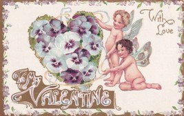 To My Valentine Cupids Pansies Advertising Postcard C02 - £2.35 GBP