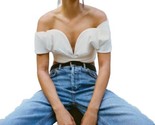 Zara Voluminous Crop Top Off The Shoulder Deep V-wire Sweetheart Necklin... - £35.83 GBP