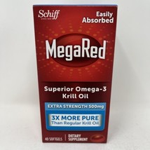 MegaRed Superior Omega-3 Krill Oil Extra Strength 500mg 40ct New Box 05/24 - £13.62 GBP