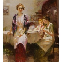 Pino S/N Embell Stretched Canvas &quot;Distant Thoughts&quot; Ladies in aprons 40x36 coa - £2,689.84 GBP