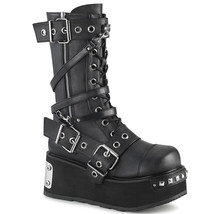 DEMONIA  TRA250/BVL Men&#39;s Unisex Cyber Mid-Calf Black Boots w/ Wrap Arou... - $132.95
