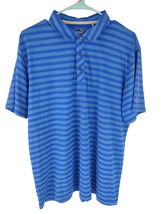 PUMA Golf Mens Large Polo Shirt Blue Essential Striped Short Sleeve Dry Cell - £19.31 GBP