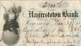 1875 Hagerstown Bank Check $900.00 - £17.85 GBP