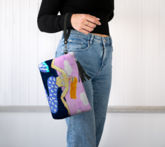 Funky Abstract Art Mermaid Vegan Leather Wristlet Clutch Purse Cosmetics Bag  - £47.01 GBP
