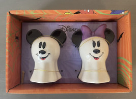 Disney Mickey Mouse &amp; Minnie Mouse Ghost Salt And Pepper Shakers Halloween Fall - £23.91 GBP