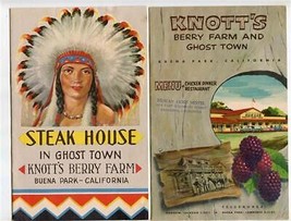 Knott&#39;s Berry Farm Ghost Town Chicken Dinner &amp; Steakhouse Menus 1957 - $37.62