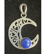 Vintage Blue Sodalite &amp; Sterling Silver Moon Pendant - €29,43 EUR