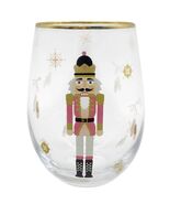 Nutcracker Pink 25251 Ballet Stemless Wine Glass Clear Gold Rimmed - $345.05 MXN