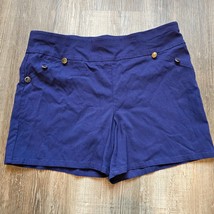 Messini Sailor Shorts Womens Size Large Blue Gold Toned Buttons Stretch ... - $17.94