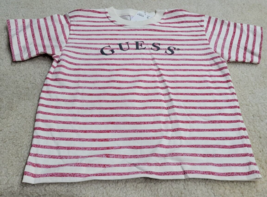 Vintage Baby Guess USA Toddler Baby Size XL Pink Red Striped T-Shirt - £10.30 GBP