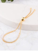 14K Gold Plated Sparkling Strand Bracelet Women Jewelry Adjustable Bracelet - £18.33 GBP