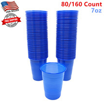 80/160 Count of 7oz Disposable Blue Plastic Drinking Cups for Cold Drink &amp; Party - £5.54 GBP+