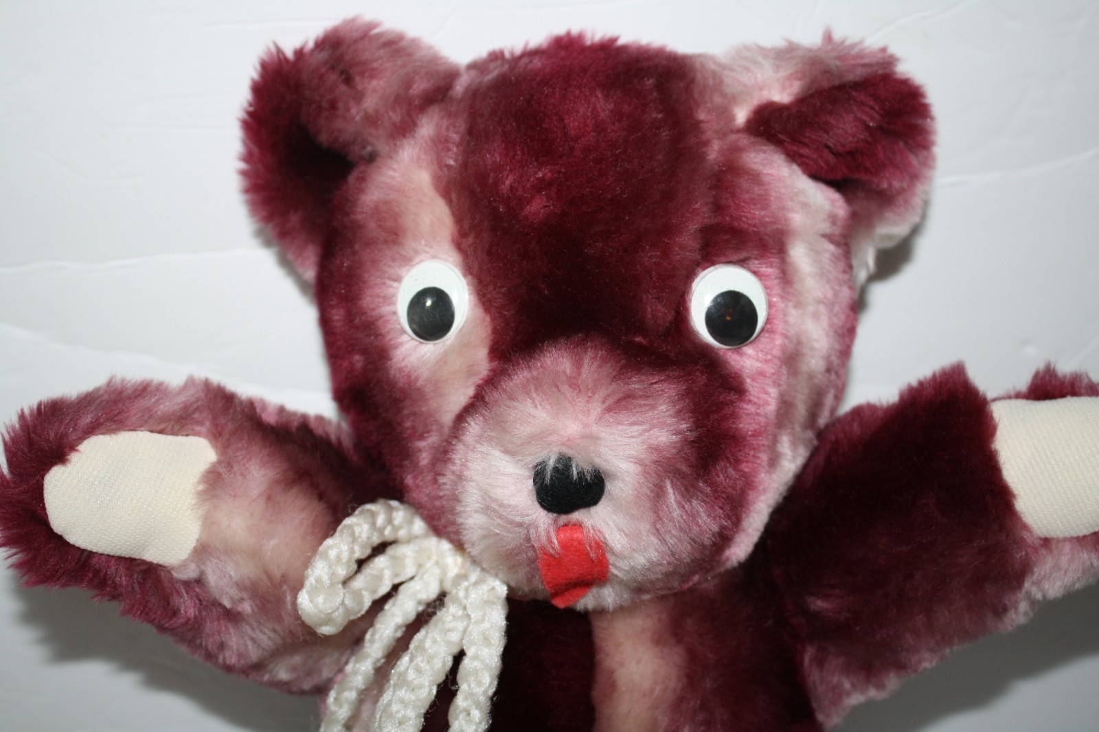 Teddy Bear 17" Maroon Burgundy Tipped Plush Google Eyes Bow Soft Toy Stuffed Item image 8
