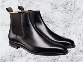 Handmade Men&#39;s Black Chelsea leather boots, Men elegant black leather boot - £141.24 GBP