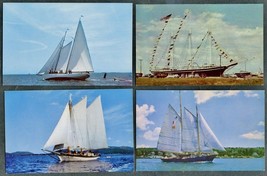 4 Vintage Schooner Ships POSTCARDS Windjammer Gaff Rig Sail Boat Mike Roberts - £11.21 GBP