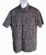 EDDIE BAUER Mens Short Sleeve Metal Button Down Shirt Black/Gray Camo La... - £11.59 GBP