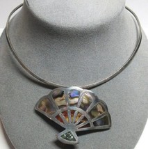 VTG Sterling Silver Cuff Fan Necklace MEXICO TAXCO Pendant Pin Brooch 28... - $89.10