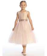 Blush Flower Girl Dress w/ shantung &amp; sparkle tulle with sequins - $87.81+