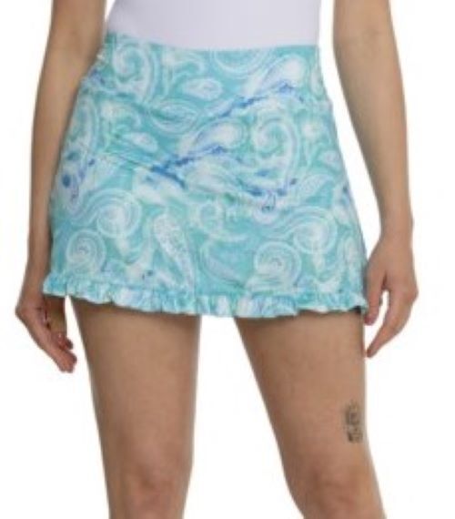 NWT X by GOTTEX Paisley Turquoise Aqua Golf Tennis Ruffle Hem Skort - M L & XL