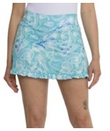 NWT X by GOTTEX Paisley Turquoise Aqua Golf Tennis Ruffle Hem Skort - M ... - £35.95 GBP