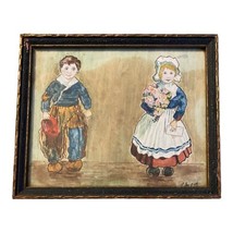 &quot;Dutch Children in Folk Costume&quot; J. McKellar Antique 19th Century Gouache 8X10 - £269.13 GBP
