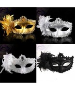 Masquerade Face Masks ~ Feather Mask ~ Silicone Mask ~ GOLD - $30.69 CAD
