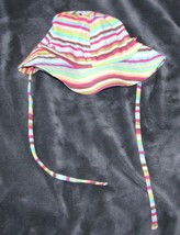 ZUTANO BABY GIRL PINK BROWN BLUE GREEN STRIPE COTTON SUN BUCKET HAT 6-12... - $11.87