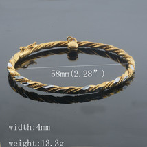 Women Yellow White Gold Color Openable Cuff Bracelets Carving Bangle Jewelry  (N - £12.36 GBP