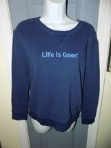 Life is Good Blue Embroidered Crew Neck Sweatshirt Top Size XS Women&#39;s NWOT - $28.47