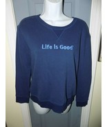 Life is Good Blue Embroidered Crew Neck Sweatshirt Top Size XS Women&#39;s NWOT - $48.67 CAD